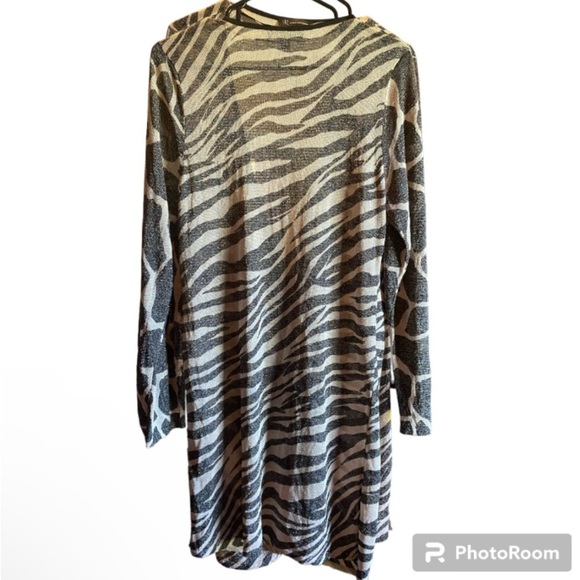 INC Int Concepts cardigan. Zebra and giraffe black and white with shimmer. Large - Picture 4 of 9